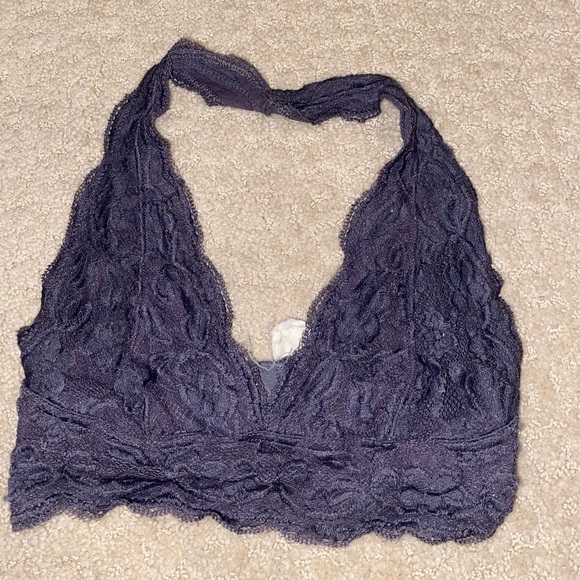 Dark grey halter lace bralette - Picture 2 of 4